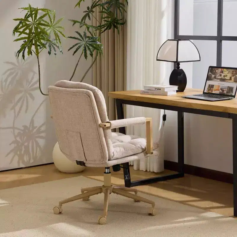 Karl Home Fauteuil moderne rembourré, chaise de bureau ergonomique avec hauteur réglable, pivotant à 360°, roulettes, chaise d'appoint coiffeuse