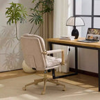 Karl Home Fauteuil moderne rembourré, chaise de bureau ergonomique avec hauteur réglable, pivotant à 360°, roulettes, chaise d'appoint coiffeuse