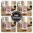 Chaise de coiffeuse avec rangement, Chaise de maquillage pivotante à 360°, Tabouret de baril moderne pivotant avec dossier, Ottoman rembourré, Tabouret de coiffeuse avec dossier