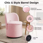 Chaise de coiffeuse avec rangement, Chaise de maquillage pivotante à 360°, Tabouret de baril moderne pivotant avec dossier, Ottoman rembourré, Tabouret de coiffeuse avec dossier