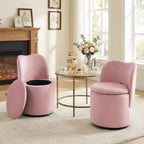 Chaise de coiffeuse avec rangement, Chaise de maquillage pivotante à 360°, Tabouret de baril moderne pivotant avec dossier, Ottoman rembourré, Tabouret de coiffeuse avec dossier