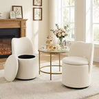 Chaise de coiffeuse avec rangement, Chaise de maquillage pivotante à 360°, Tabouret de baril moderne pivotant avec dossier, Ottoman rembourré, Tabouret de coiffeuse avec dossier