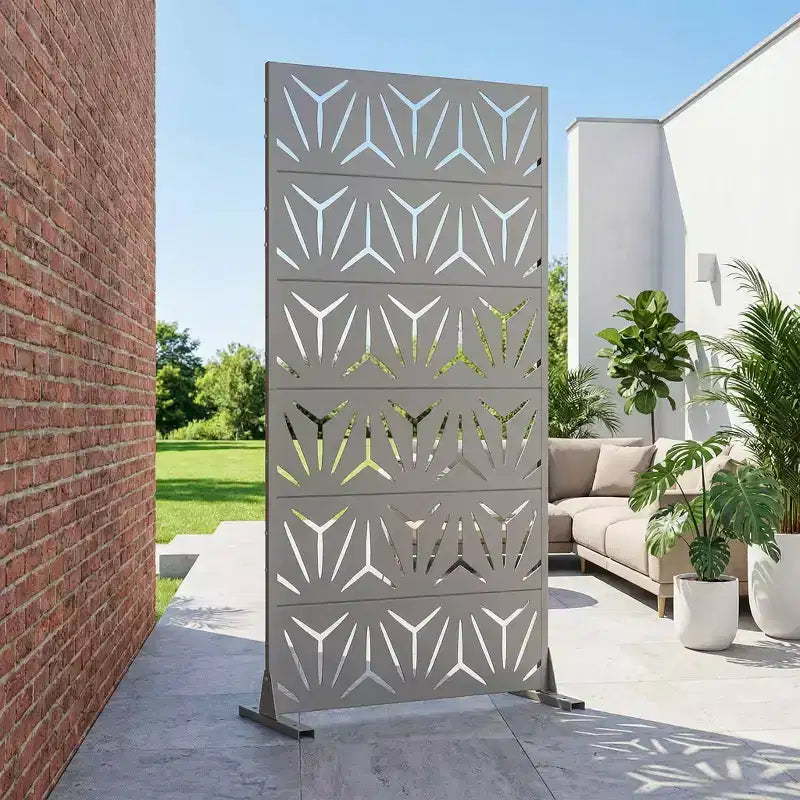 MAYEERTY Star 01 Séparateur de pièces en acier galvanisé gris, 72x35x16, Paravent d'intimité 6 pièces pour patio/maison
