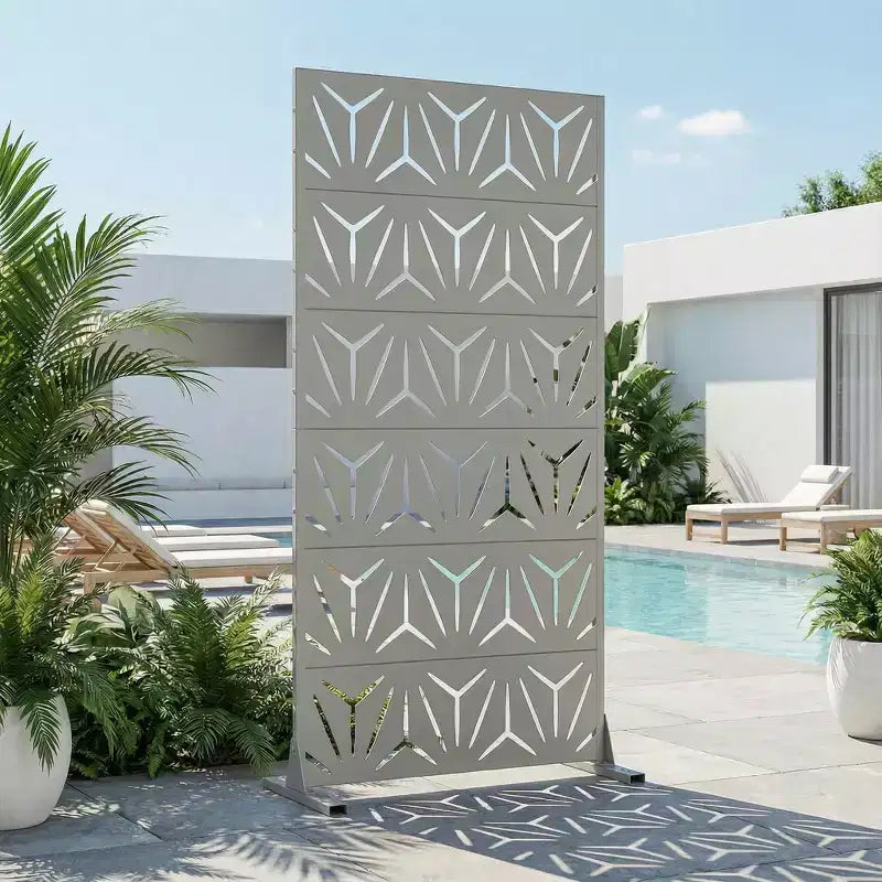MAYEERTY Star 01 Séparateur de pièces en acier galvanisé gris, 72x35x16, Paravent d'intimité 6 pièces pour patio/maison