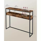 VASAGLE Table d'entrée à 2 niveaux, Table console étroite, Compartiments semi-ouverts, 23,9 x 100,1 x 80 cm