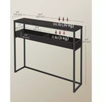 VASAGLE Table d'entrée à 2 niveaux, Table console étroite, Compartiments semi-ouverts, 23,9 x 100,1 x 80 cm