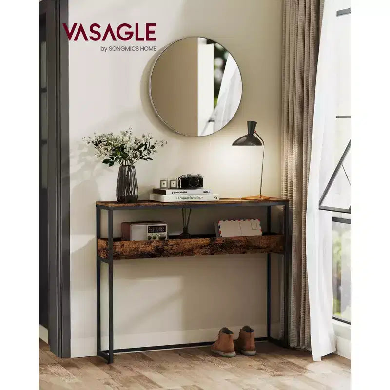 VASAGLE Table d'entrée à 2 niveaux, Table console étroite, Compartiments semi-ouverts, 23,9 x 100,1 x 80 cm