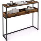 VASAGLE Table d'entrée à 2 niveaux, Table console étroite, Compartiments semi-ouverts, 23,9 x 100,1 x 80 cm