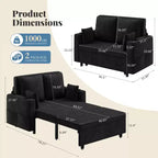 Canapé-lit convertible 3 en 1 avec ports USB, porte-gobelets et poches latérales, causeuse moderne pour salon