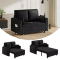 3-in-1 Convertible Sleeper Sofa Bed  Full Size Pull-Out Couch with USB Ports, Cup Holders & Side Pockets, Modern Living Room Loveseat