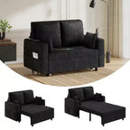 3-in-1 Convertible Sleeper Sofa Bed  Full Size Pull-Out Couch with USB Ports, Cup Holders & Side Pockets, Modern Living Room Loveseat