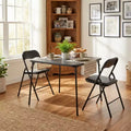 FurnitureR 3-Piece Folding Dining Table Set with 2 Padded Chairs, Space-Saving Kitchen Table for Small Apartment, Metal Frame Breakfast Nook Set