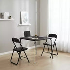 Ensemble table à manger pliable 3 pièces FurnitureR avec 2 chaises rembourrées, table de cuisine peu encombrante pour petit appartement, ensemble petit-déjeuner à cadre métallique