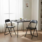 Ensemble table à manger pliable 3 pièces FurnitureR avec 2 chaises rembourrées, table de cuisine peu encombrante pour petit appartement, ensemble petit-déjeuner à cadre métallique