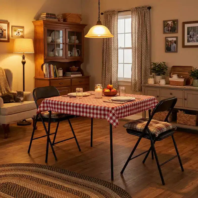 Ensemble table à manger pliable 3 pièces FurnitureR avec 2 chaises rembourrées, table de cuisine peu encombrante pour petit appartement, ensemble petit-déjeuner à cadre métallique