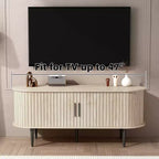 JVNOXK 47 Meuble TV moderne avec compartiment de rangement et porte coulissante, Centre de divertissement pour jeux vidéo avec armoire pour salon, Naturel