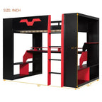 Lit mezzanine Whisen en bois massif avec prise de courant et ports USB/Type-C, gestion des câbles intégrée