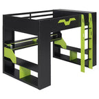Lit mezzanine Whisen en bois massif avec prise de courant et ports USB/Type-C, gestion des câbles intégrée