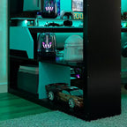 Lit mezzanine Whisen en bois massif avec prise de courant et ports USB/Type-C, gestion des câbles intégrée