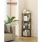VASAGLE Meuble de Rangement à Montage Ultra-Rapide sans Outil, Étagère à 4 Niveaux pour Salon, Étagère sur Pied, Bibliothèque, Chambre, Cuisine, Marron Rustique et Noir Encre