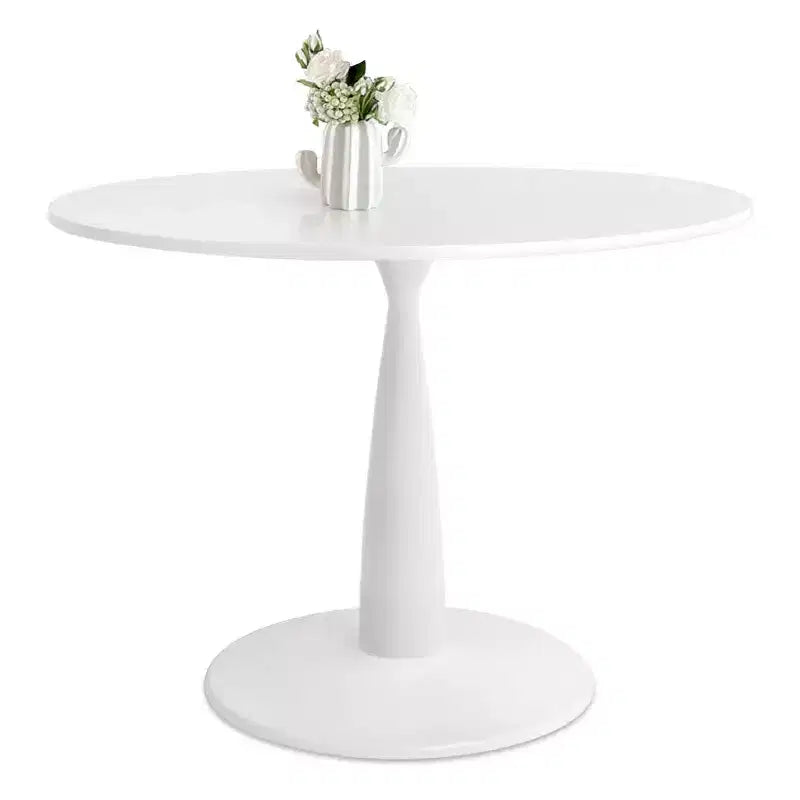 Ensemble table à manger ronde 35" pour 4, table piédestal blanche et chaises en tissu bouclé avec pieds en métal, idéal pour les petits espaces-Panipeachy