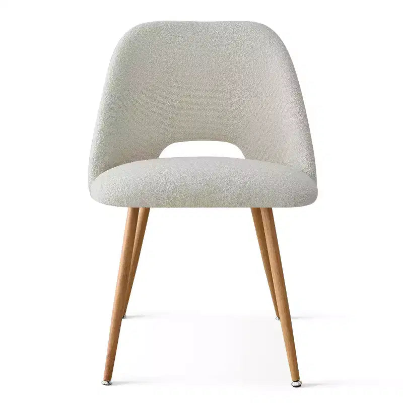 Ensemble table à manger ronde 35" pour 4, table piédestal blanche et chaises en tissu bouclé avec pieds en métal, idéal pour les petits espaces-Panipeachy