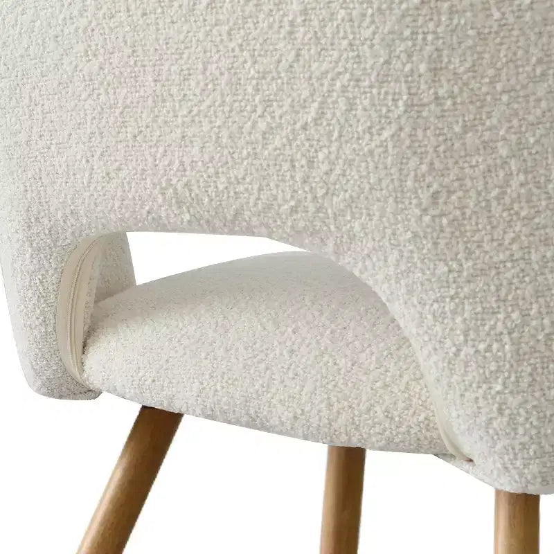 Ensemble table à manger ronde 35" pour 4, table piédestal blanche et chaises en tissu bouclé avec pieds en métal, idéal pour les petits espaces-Panipeachy