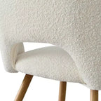 Ensemble table à manger ronde 35" pour 4, table piédestal blanche et chaises en tissu bouclé avec pieds en métal, idéal pour les petits espaces-Panipeachy