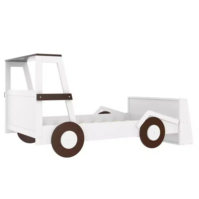 Lit de voiture double avec étagères de rangement, lit plateforme en bois en forme de voiture pour enfants