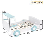 Lit de voiture double avec étagères de rangement, lit plateforme en bois en forme de voiture pour enfants