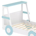 Lit de voiture double avec étagères de rangement, lit plateforme en bois en forme de voiture pour enfants