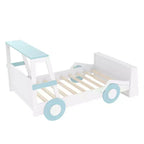 Lit de voiture double avec étagères de rangement, lit plateforme en bois en forme de voiture pour enfants