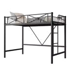 Lit mezzanine double en métal, lits mezzanines modernes robustes avec barrières de sécurité et design peu encombrant, lits mezzanines jumeaux en acier pour école, chambre à coucher