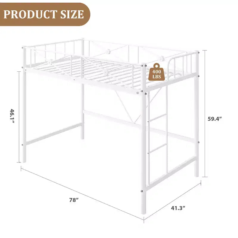 Lit mezzanine double en métal, lits mezzanines modernes robustes avec barrières de sécurité et design peu encombrant, lits mezzanines jumeaux en acier pour école, chambre à coucher