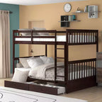 Whisen Full-Over-Full Bunk Bed & Bed Frame with Ladders and Two Storage Drawers