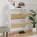 Meuble à chaussures étroit avec 2 tiroirs, Meuble à chaussures mince autoportant pour entrée, Étagère de rangement à chaussures cachée avec étagère supérieure