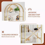 Étagère à livres arquée Celebalcony à 5 niveaux pour CD/livres, étagère de rangement pour bureau à domicile, bibliothèque moderne pour salon, dorée
