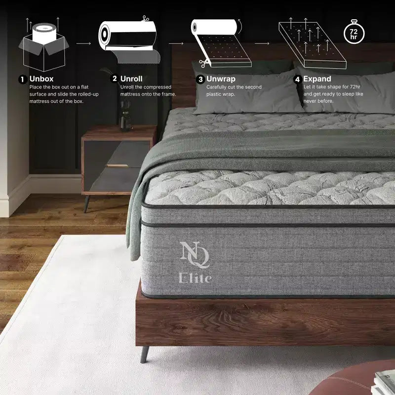 Matelas hybride Elite Series Machka à gel rafraîchissant, gris et blanc