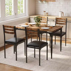 Ensemble Table et Chaises de Salle à Manger, Table de Cuisine Rectangulaire Compacte avec 4 Chaises, Cadre en Métal, Coussins Moelleux, pour Salle à Manger, Cuisine, Appartement