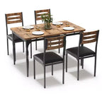 Ensemble Table et Chaises de Salle à Manger, Table de Cuisine Rectangulaire Compacte avec 4 Chaises, Cadre en Métal, Coussins Moelleux, pour Salle à Manger, Cuisine, Appartement