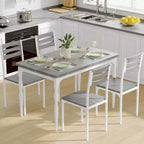 Ensemble Table et Chaises de Salle à Manger, Table de Cuisine Rectangulaire Compacte avec 4 Chaises, Cadre en Métal, Coussins Moelleux, pour Salle à Manger, Cuisine, Appartement