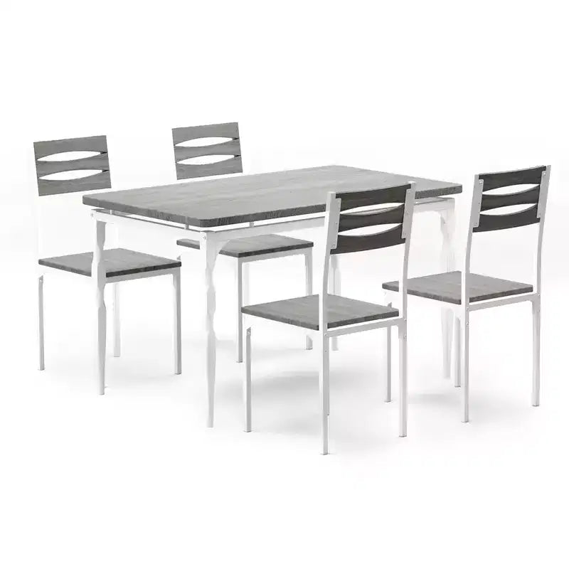 Ensemble Table et Chaises de Salle à Manger, Table de Cuisine Rectangulaire Compacte avec 4 Chaises, Cadre en Métal, Coussins Moelleux, pour Salle à Manger, Cuisine, Appartement