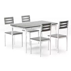 Ensemble Table et Chaises de Salle à Manger, Table de Cuisine Rectangulaire Compacte avec 4 Chaises, Cadre en Métal, Coussins Moelleux, pour Salle à Manger, Cuisine, Appartement