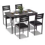 Ensemble Table et Chaises de Salle à Manger, Table de Cuisine Rectangulaire Compacte avec 4 Chaises, Cadre en Métal, Coussins Moelleux, pour Salle à Manger, Cuisine, Appartement