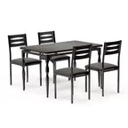 Ensemble Table et Chaises de Salle à Manger, Table de Cuisine Rectangulaire Compacte avec 4 Chaises, Cadre en Métal, Coussins Moelleux, pour Salle à Manger, Cuisine, Appartement