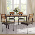 Ensemble Table et Chaises de Salle à Manger, Table de Cuisine Rectangulaire Compacte avec 4 Chaises, Cadre en Métal, Coussins Moelleux, pour Salle à Manger, Cuisine, Appartement