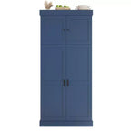 Garde-manger de cuisine autoportant Whisen de 77 po de hauteur, grand buffet de rangement pour salle à manger avec étagères de porte, étagères réglables