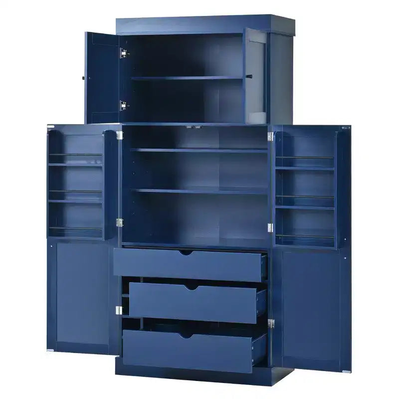 Garde-manger de cuisine autoportant Whisen de 77 po de hauteur, grand buffet de rangement pour salle à manger avec étagères de porte, étagères réglables