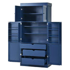 Garde-manger de cuisine autoportant Whisen de 77 po de hauteur, grand buffet de rangement pour salle à manger avec étagères de porte, étagères réglables