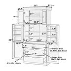 Garde-manger de cuisine autoportant Whisen de 77 po de hauteur, grand buffet de rangement pour salle à manger avec étagères de porte, étagères réglables